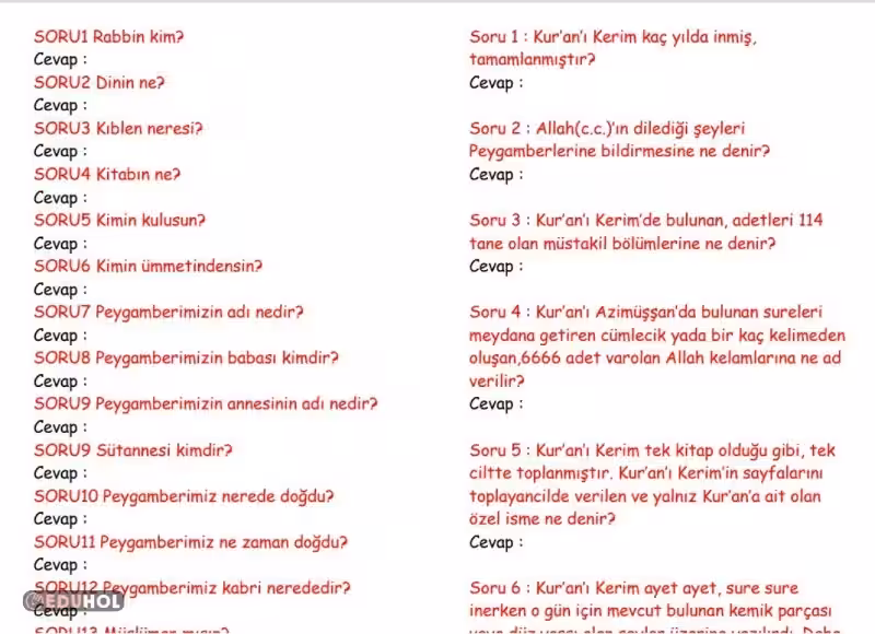 kuran ile ilgili sorular